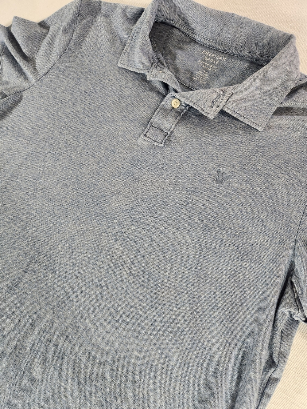 American Eagle Super Soft Standard Fit Men’s Blue Polo Shirt – Size Large